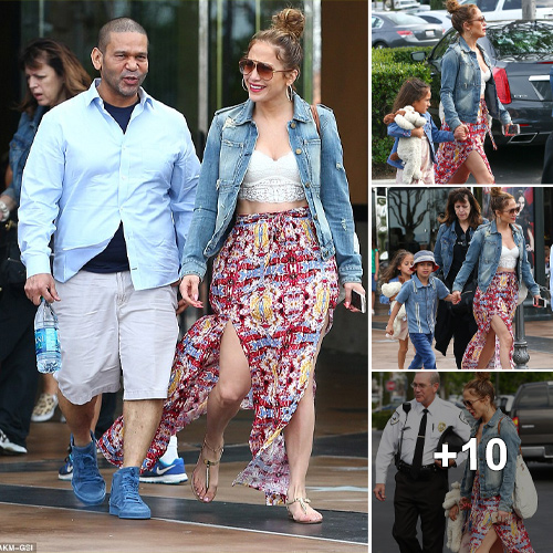 Jennifer Lopez Shines in Boho Chic Fashion as she Takes her Twins on a Movie Night Out